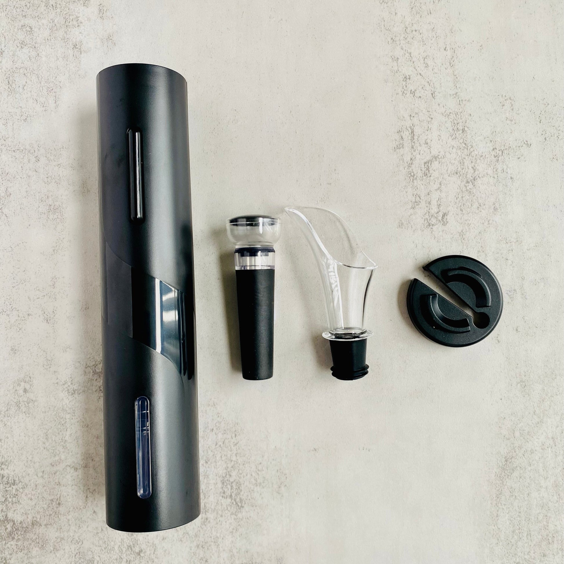 4-piece black electric wine opener set