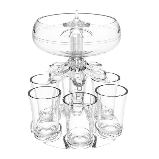 Shot glass dispenser with six shot glasses